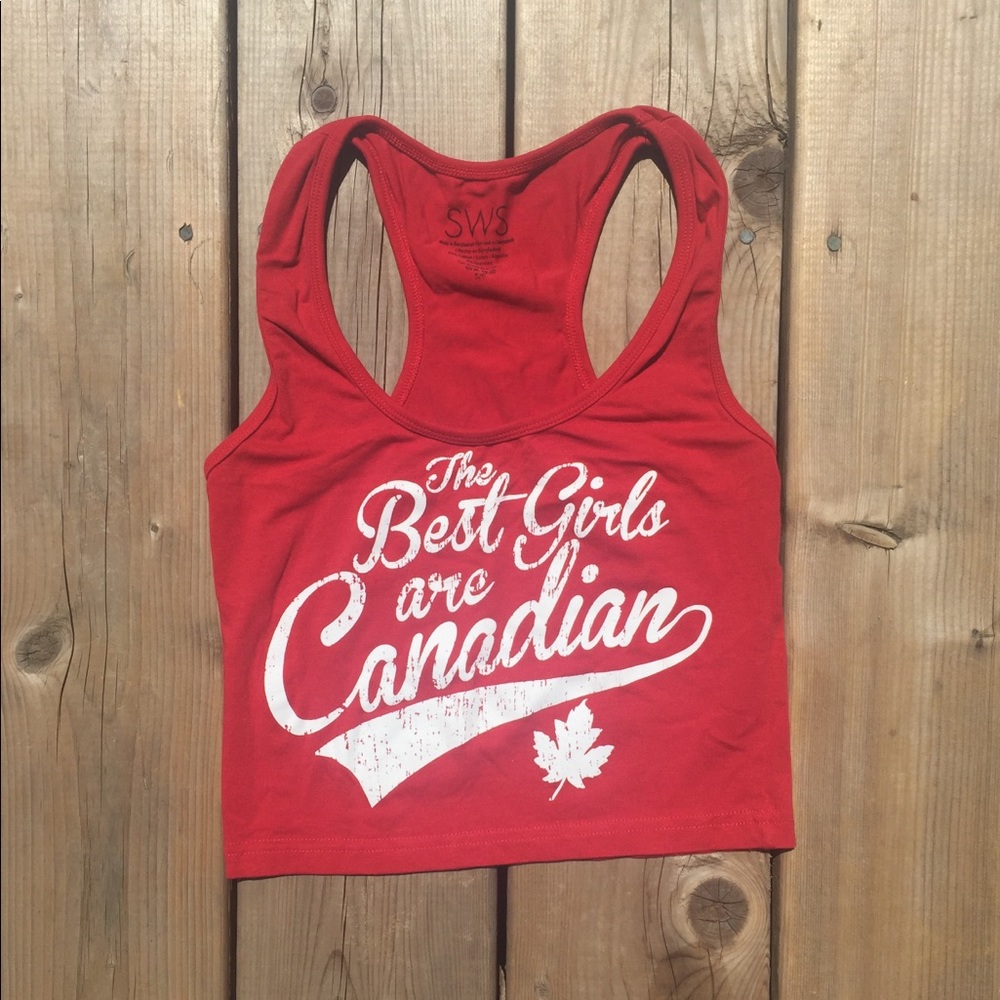 ☀️2 for 10☀️ Red Canada Cropped Tank Top Small